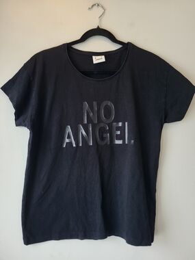 No Angel Black Graphic Casual Layering Goth Chic Short Sleeve Tee